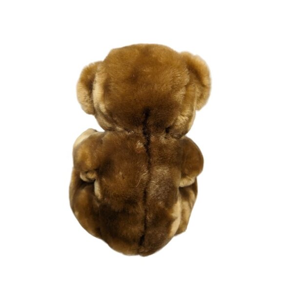 Bear plush stuffed animal red satin ears nose and paws brown Holiday - Picture 5 of 10